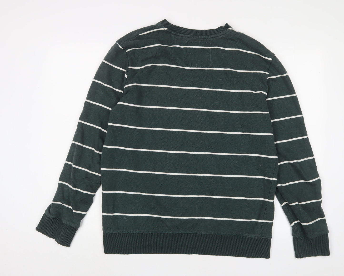 NEXT Mens Green Striped Cotton Pullover Sweatshirt Size L