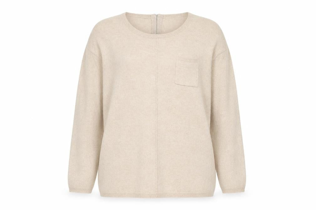 //TEXT Womens Beige Crew Neck Acrylic Pullover Jumper Size L
