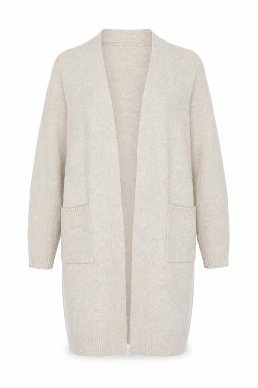 Marks & Spencer Womens Beige V-Neck Acrylic Cardigan Jumper Size S - Open