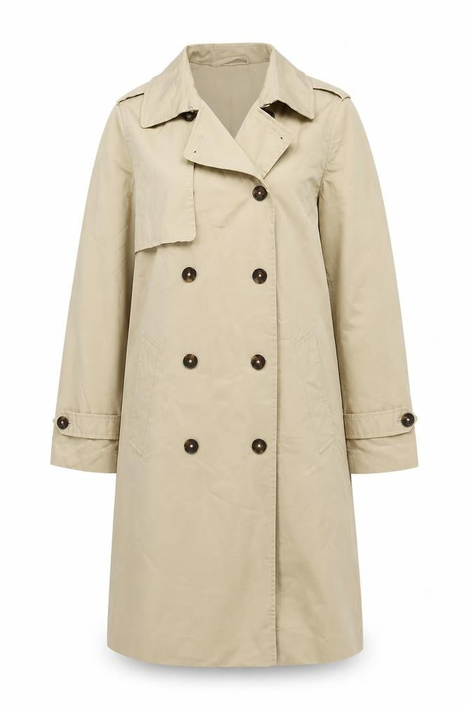 Marks & Spencer Womens Beige Overcoat Coat Size 12 Button