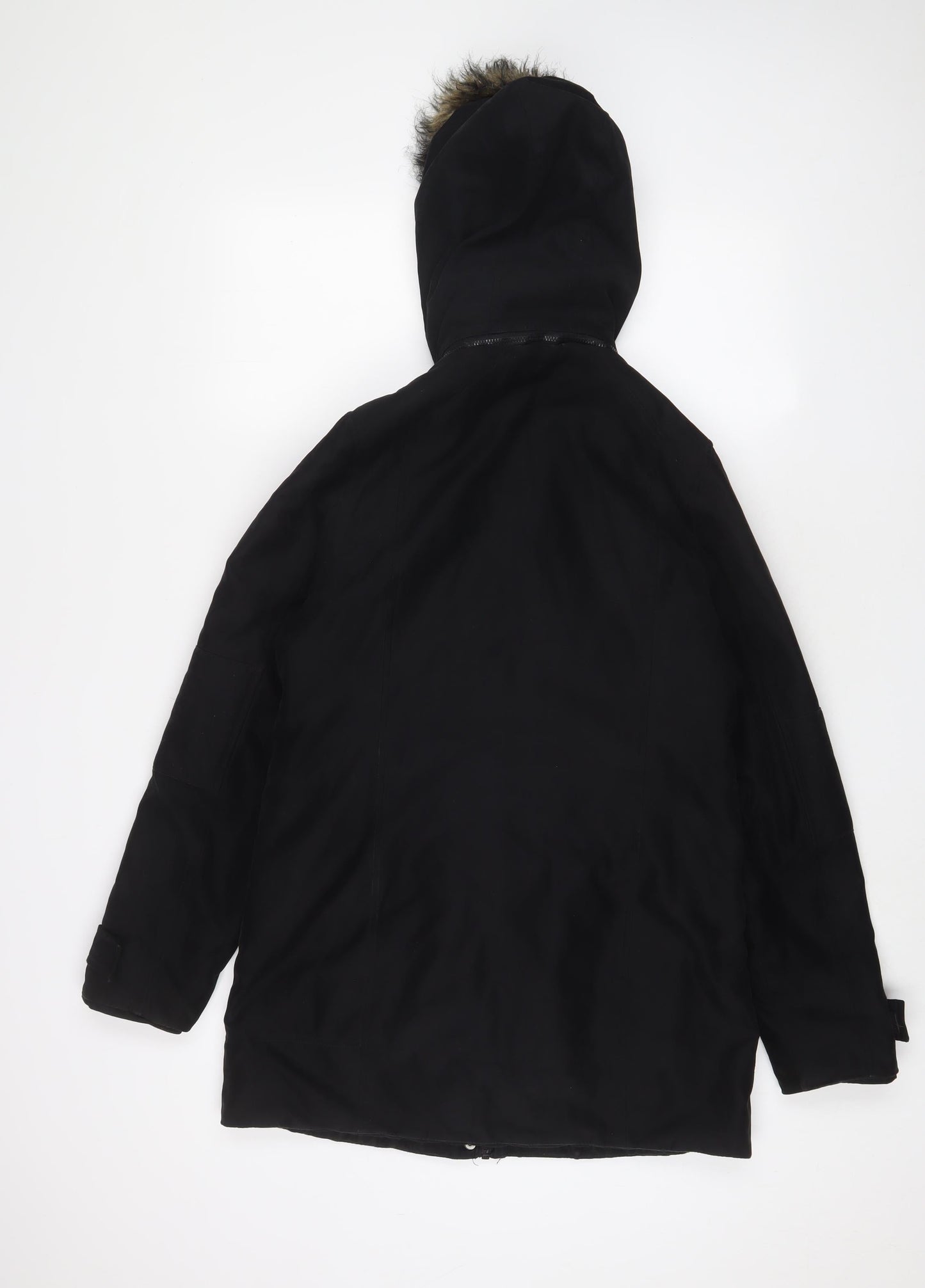 Etam Womens Black Parka Coat Size 8 Zip