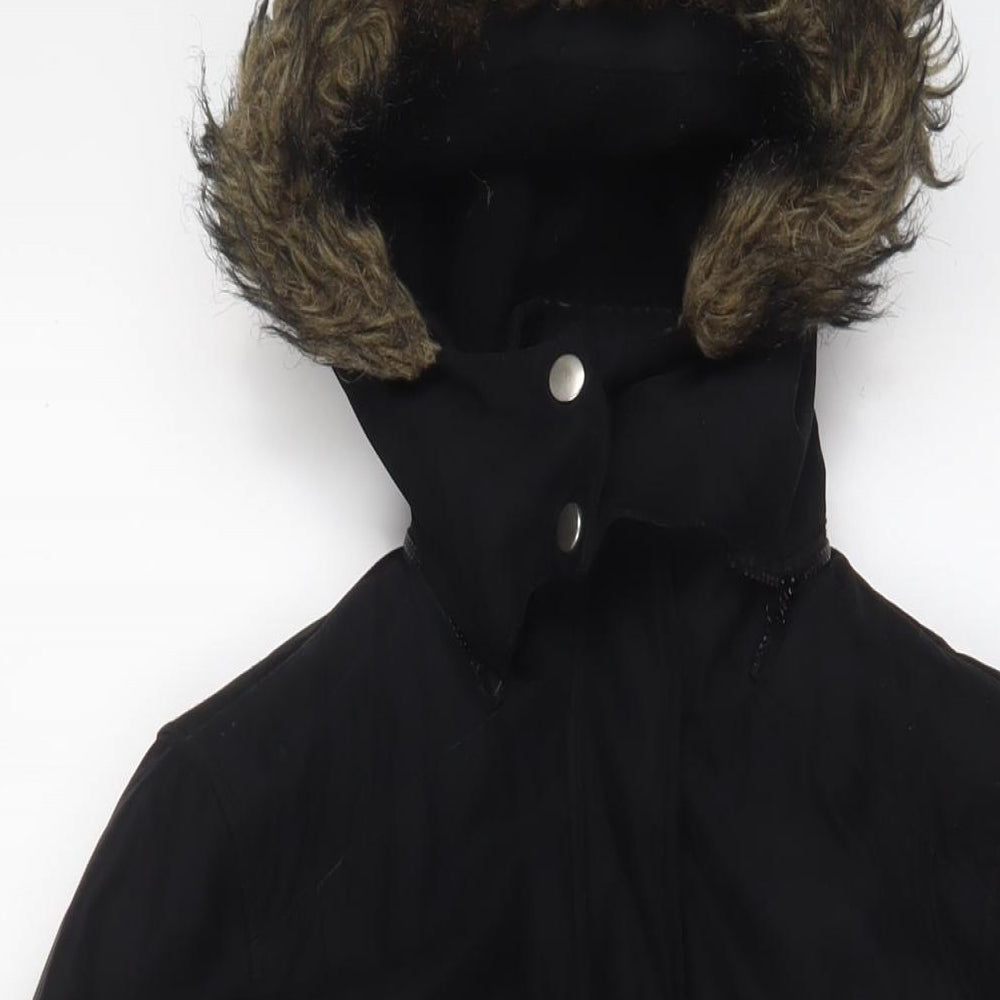 Etam Womens Black Parka Coat Size 8 Zip