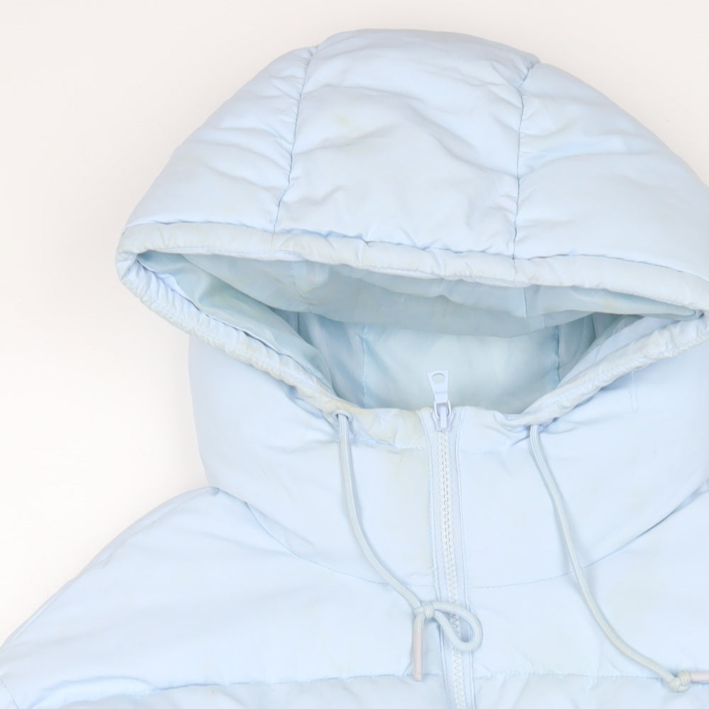 Monki Womens Blue Puffer Jacket Coat Size S Zip - Zip Pockets