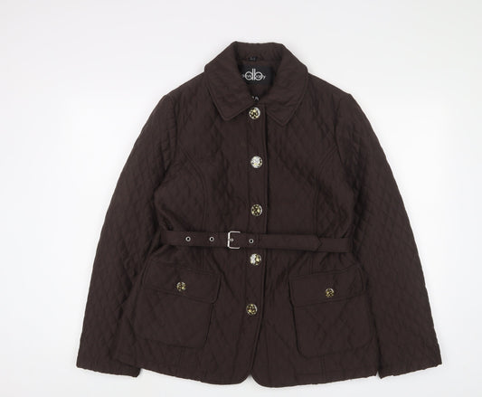 David Barry Womens Brown Jacket Size 14 Snap - Belted