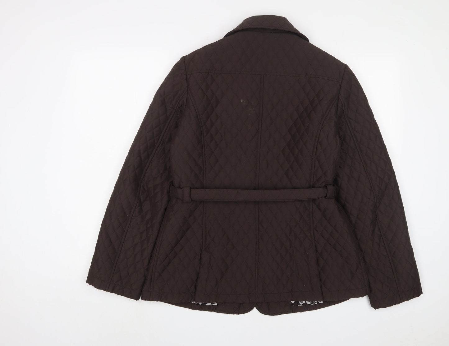 David Barry Womens Brown Jacket Size 14 Snap - Belted