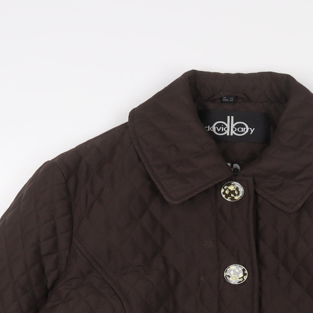 David Barry Womens Brown Jacket Size 14 Snap - Belted