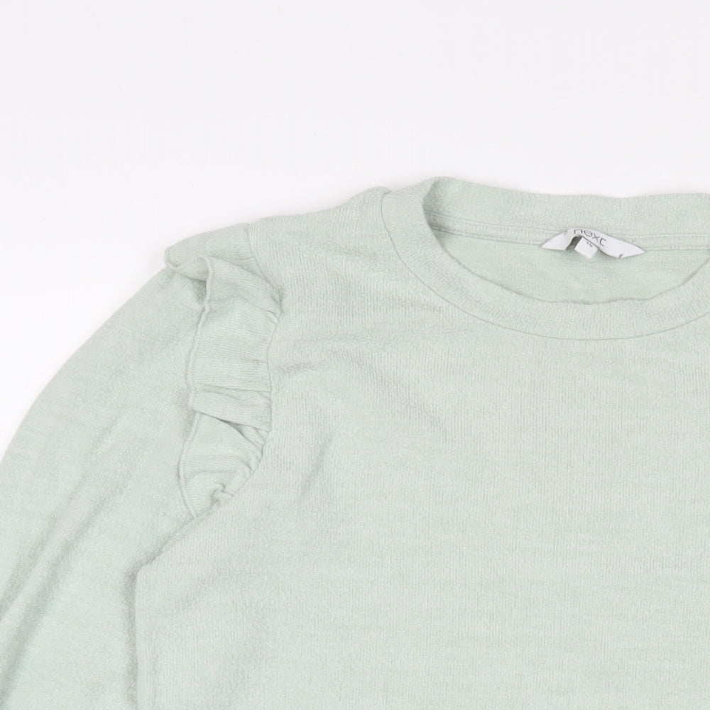 NEXT Womens Green Viscose Basic T-Shirt Size 10 Crew Neck