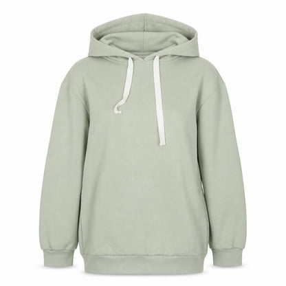 Front view of Miss Selfridge women’s green cotton pullover hoodie, size S, pullover
