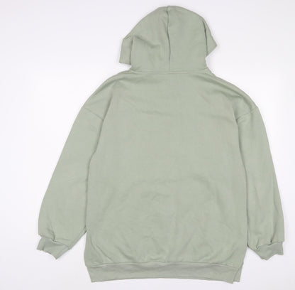 Back view of Miss Selfridge women’s green cotton pullover hoodie, size S, pullover