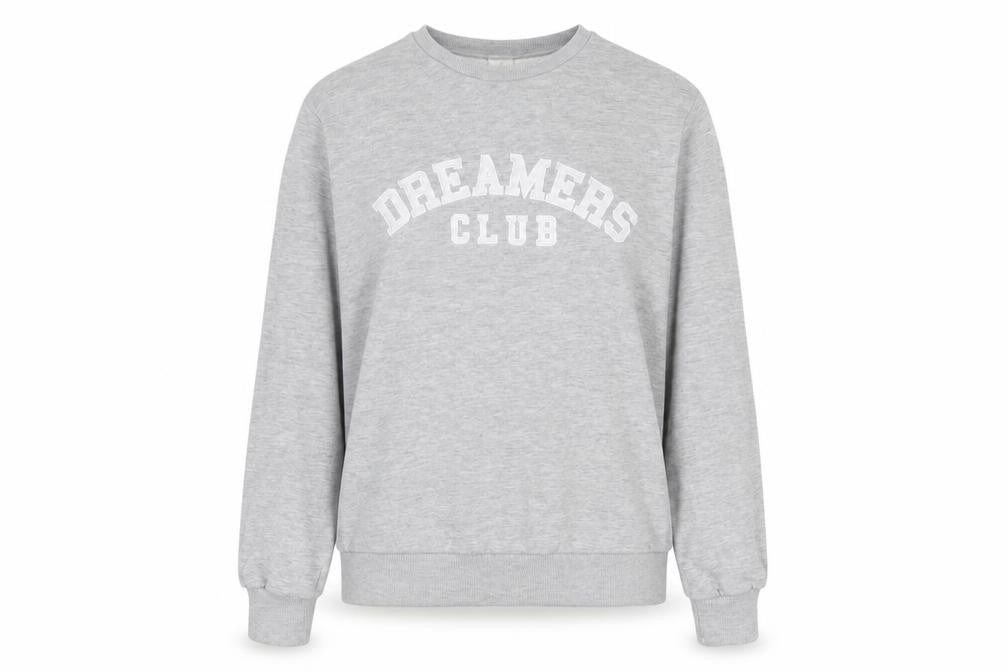 Dreamers Club Womens Grey Cotton Pullover Sweatshirt Size M Pullover - Embroidered