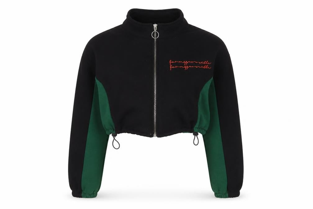 Zaful Womens Green Cotton Full Zip Sweatshirt Size S Zip - Embroidered