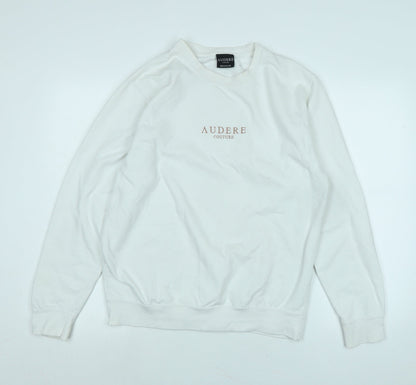 Audere Couture Womens White Polyester Pullover Sweatshirt Size L