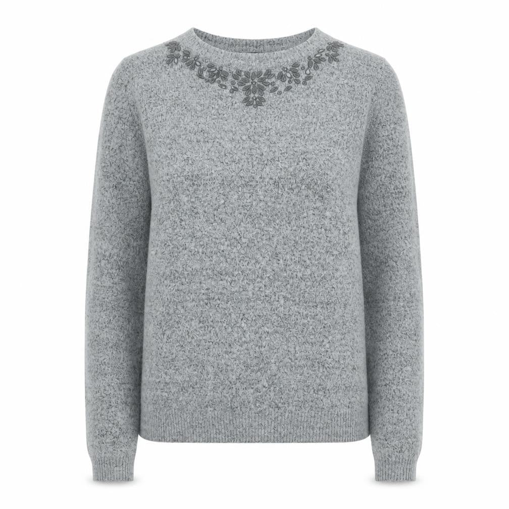 Dorothy Perkins Womens Grey Scoop Neck Polyester Pullover Jumper Size 6 - Detailed collar