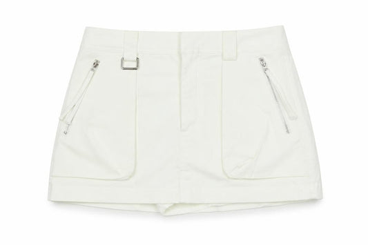Zara Womens White Cotton A-Line Skort Size S Regular Zip