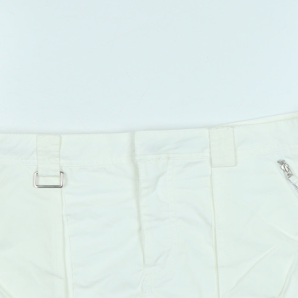 Zara Womens White Cotton A-Line Skort Size S Regular Zip
