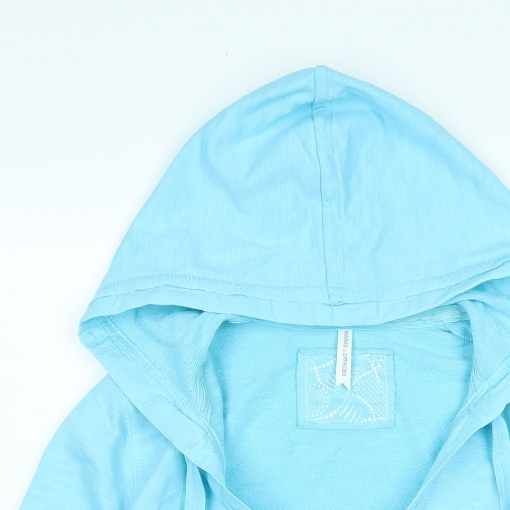 Marks and Spencer Womens Blue Cotton Pullover Hoodie Size 10