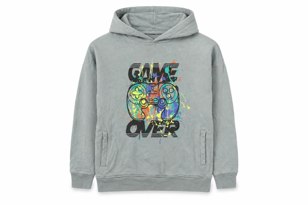 Next Boys Grey Polyester Pullover Hoodie Size 13-14 Years - Game Over