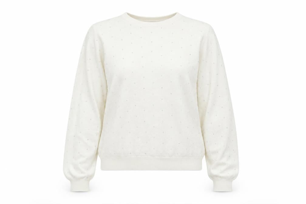 Marks & Spencer Womens Ivory Crew Neck Polyester Pullover Jumper Size M