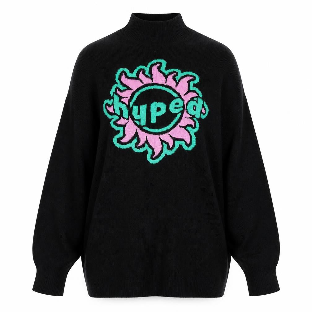 Divided Womens Black Mock Neck Acrylic Pullover Jumper Size S - Hyped