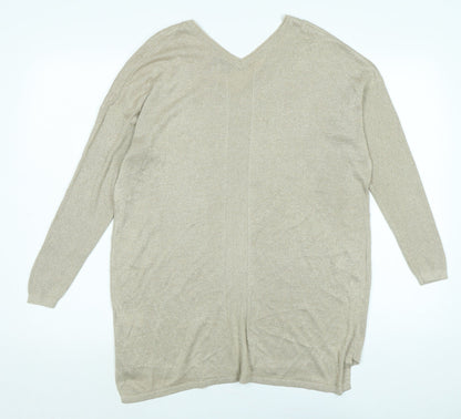 Next Womens Gold V-Neck Polyester Pullover Jumper Size 16