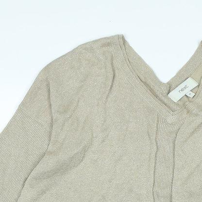 Next Womens Gold V-Neck Polyester Pullover Jumper Size 16