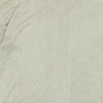 Next Womens Gold V-Neck Polyester Pullover Jumper Size 16