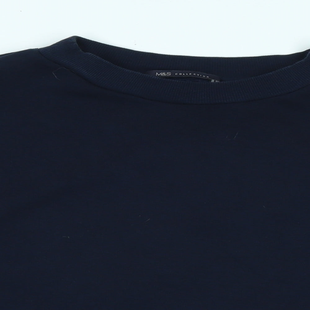 Marks and Spencer Womens Blue Polyester Pullover Sweatshirt Size L - Striped Sleeves.