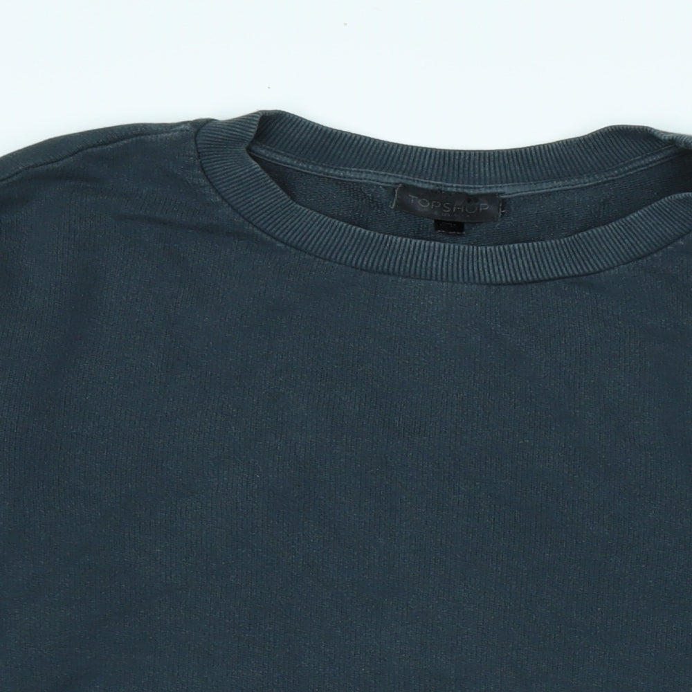 Topshop Womens Blue Cotton Pullover Sweatshirt Size 8