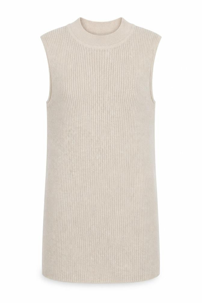 Linea Womens Beige Mock Neck Polyester Vest Jumper Size 12