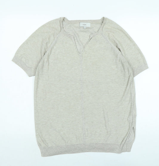 NEXT Womens Gold V-Neck Viscose Pullover Jumper Size 12