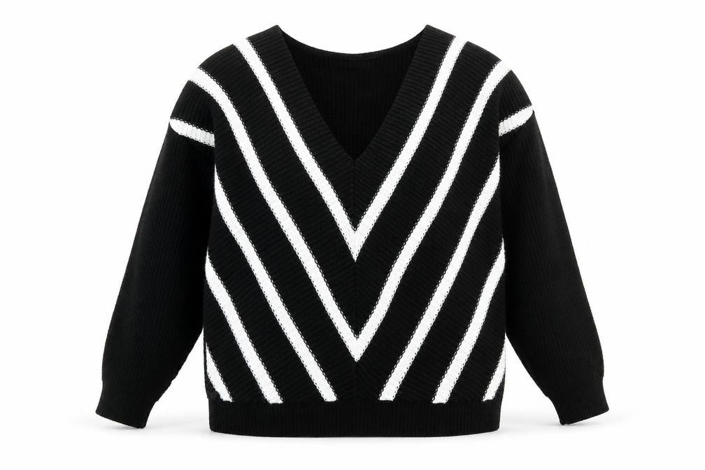 Body Flirt Womens Black V-Neck Acrylic Pullover Jumper Size M