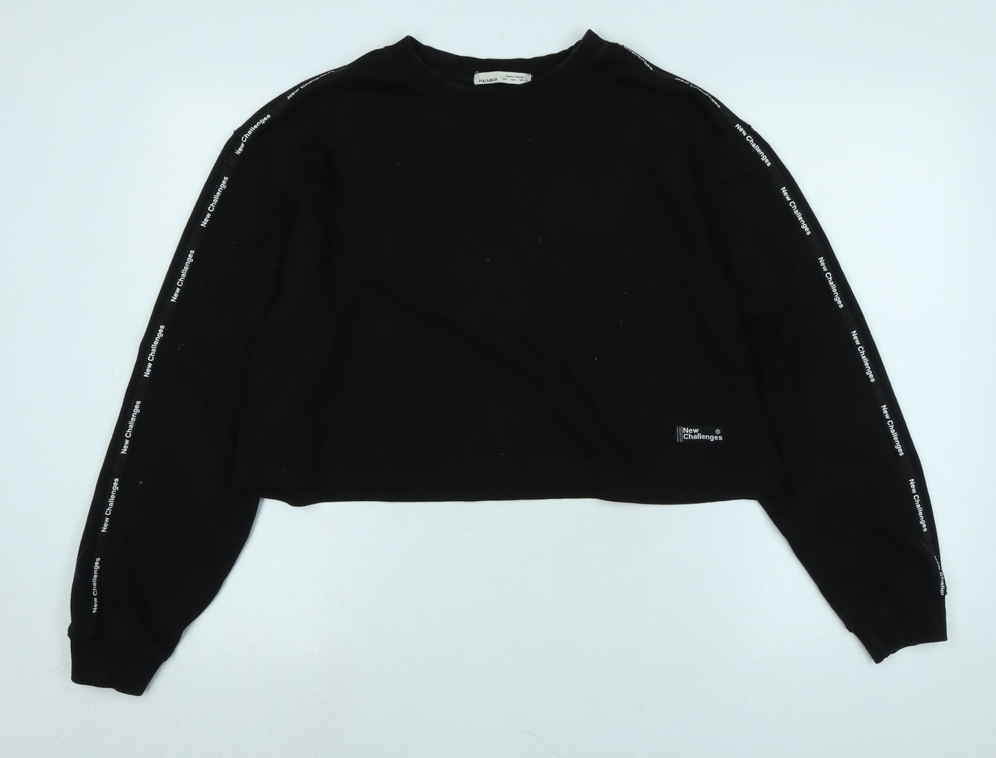 Pull&Bear Womens Black Polyester Pullover Sweatshirt Size L