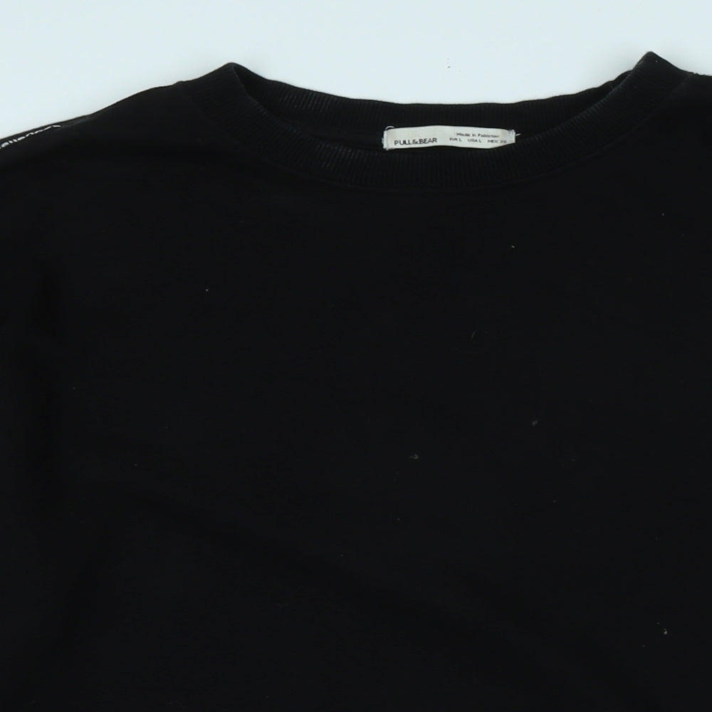 Pull&Bear Womens Black Polyester Pullover Sweatshirt Size L