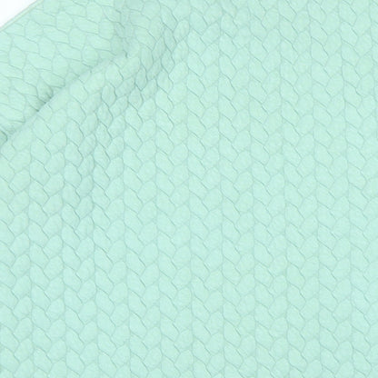 Brand and care label for JD Williams women’s green polyester pullover sweatshirt, size UK 10