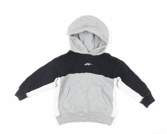 NEXT Boys Grey Colourblock Cotton Pullover Hoodie Size 5 Years Pullover