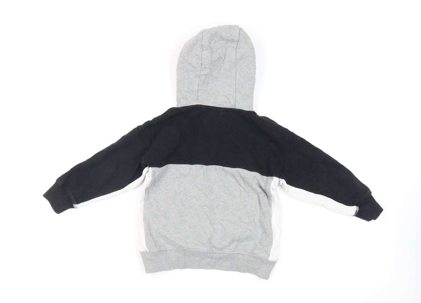 NEXT Boys Grey Colourblock Cotton Pullover Hoodie Size 5 Years Pullover