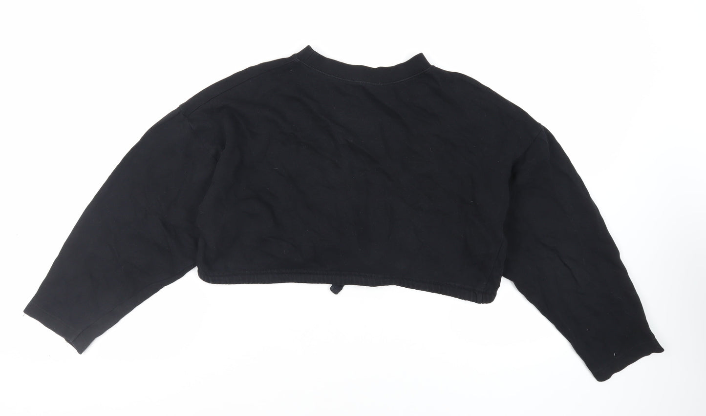 Zara Womens Black Cotton Pullover Sweatshirt Size S Pullover - Cropped Slogan