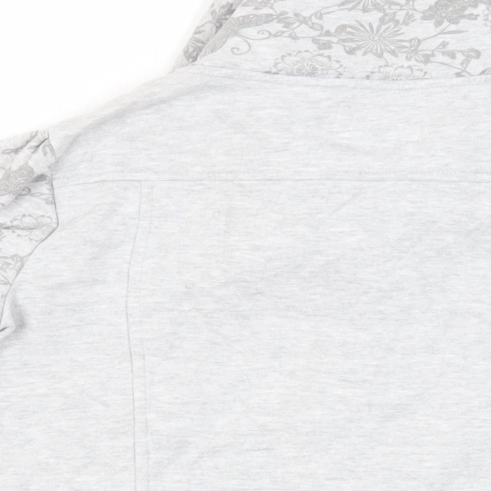 Per Una Womens Grey Floral Cotton Pullover Sweatshirt Size S Button - Pockets