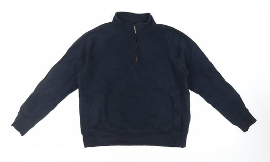 Marks and Spencer Womens Blue Cotton Pullover Sweatshirt Size M Zip - Pockets
