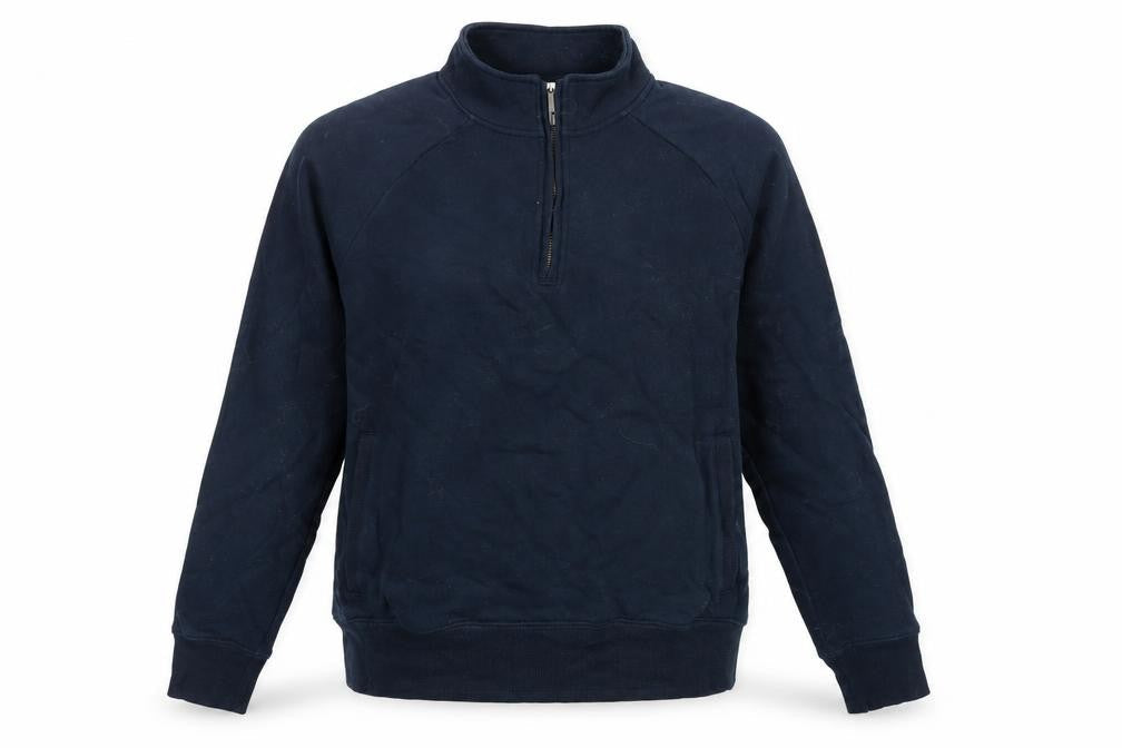 Marks & Spencer Womens Blue Cotton Pullover Sweatshirt Size M Zip - Pockets