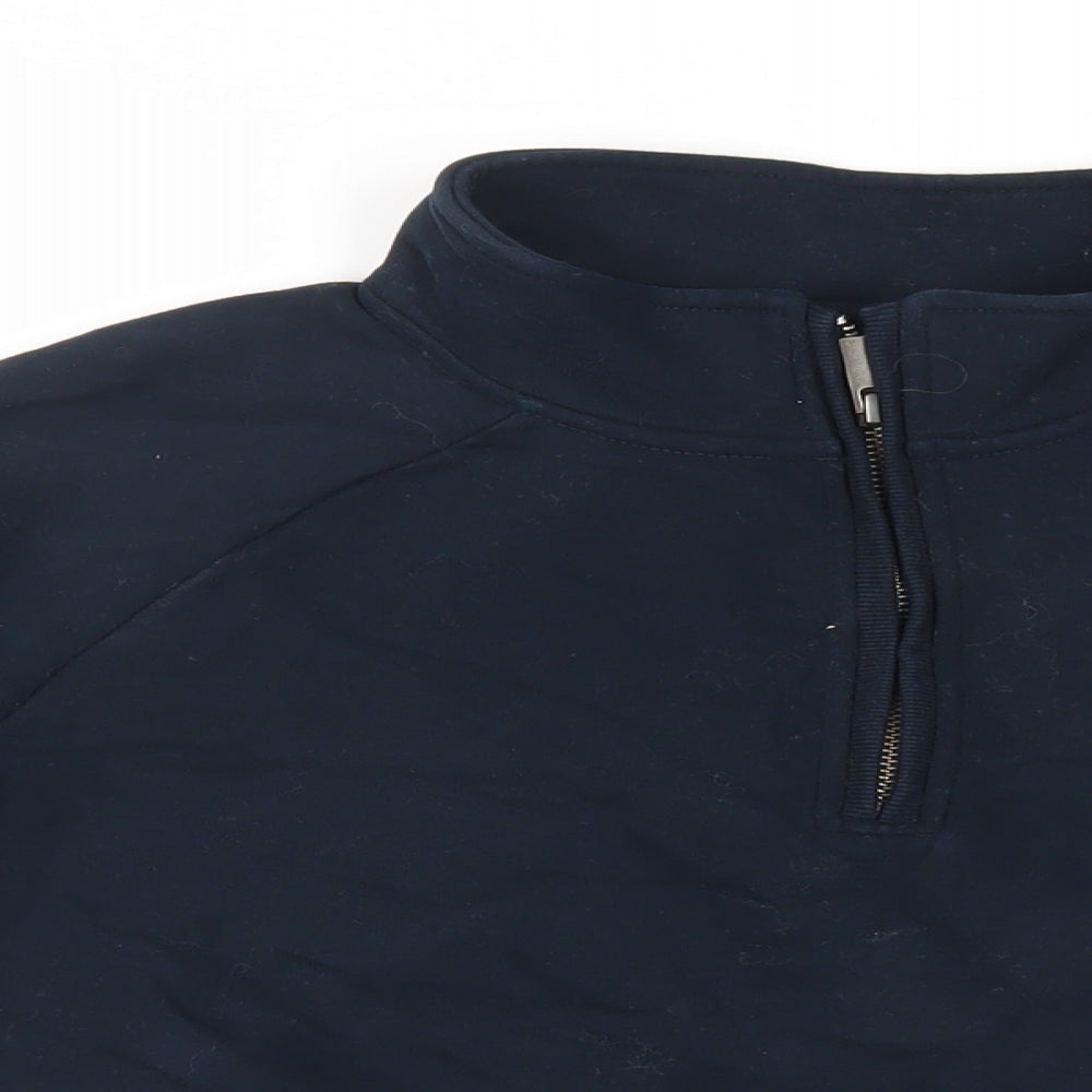 Marks and Spencer Womens Blue Cotton Pullover Sweatshirt Size M Zip - Pockets