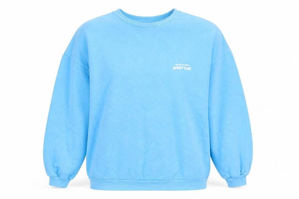 Boohoo Womens Blue Cotton Pullover Sweatshirt Size M Pullover