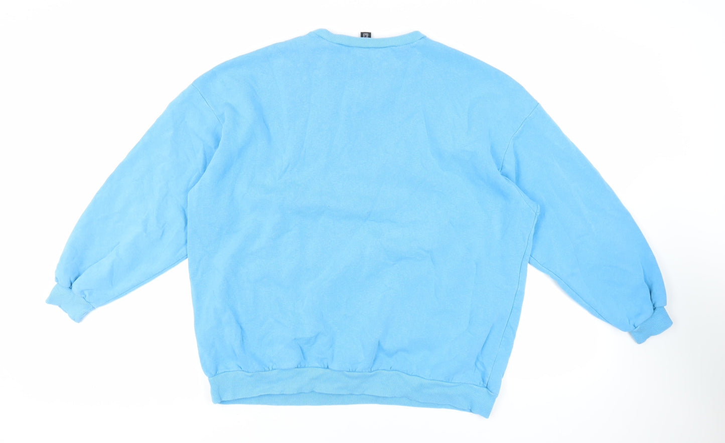 Boohoo Womens Blue Cotton Pullover Sweatshirt Size M Pullover