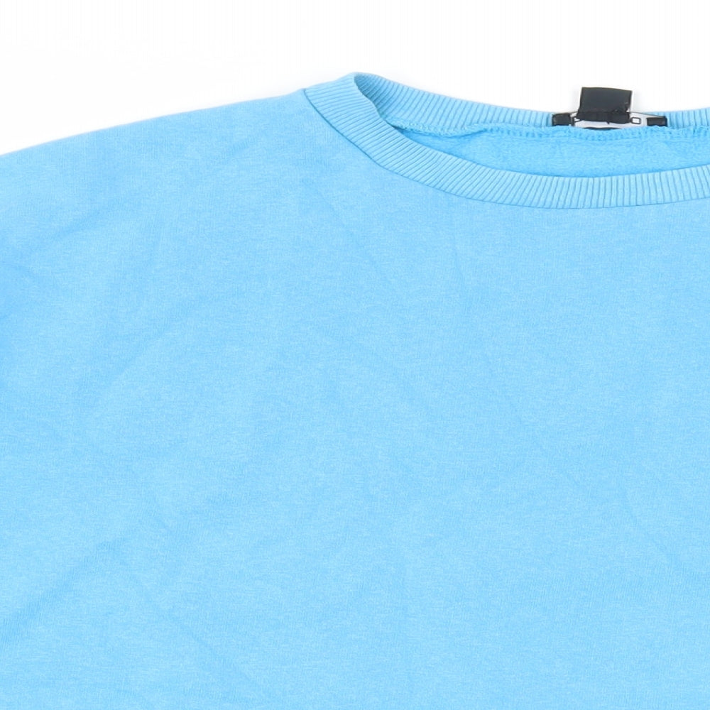 Boohoo Womens Blue Cotton Pullover Sweatshirt Size M Pullover