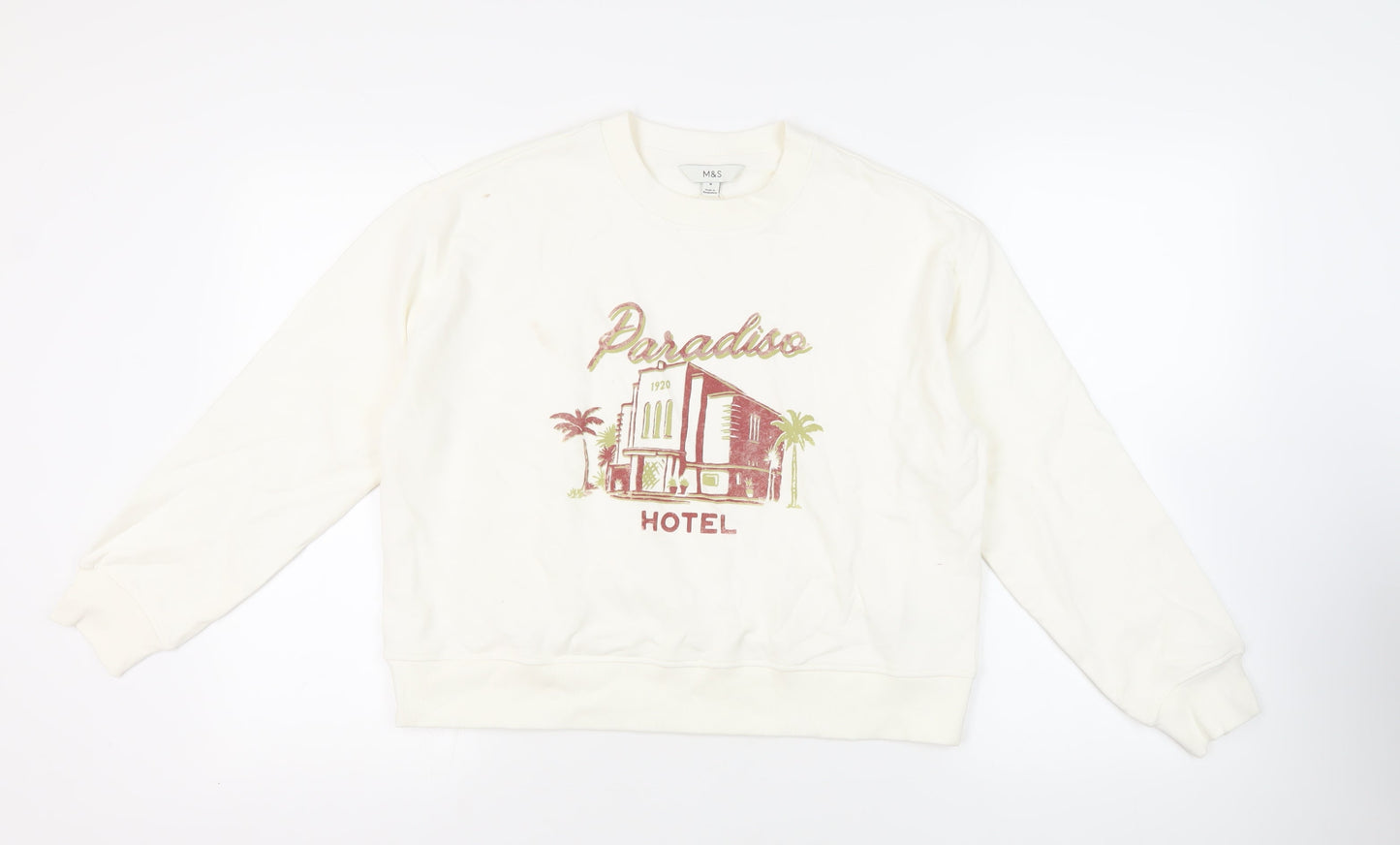 Marks and Spencer Womens White Cotton Pullover Sweatshirt Size M Pullover - Paradiso Hotel