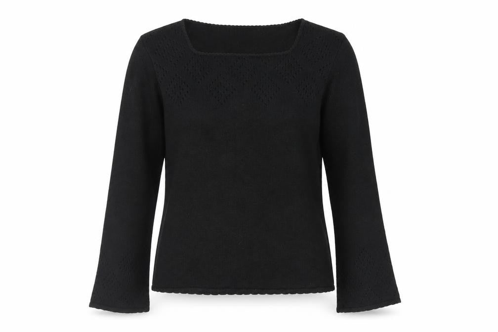 BHS Womens Black Square Neck Acrylic Pullover Jumper Size 14