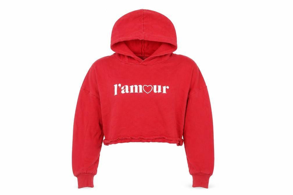 Divided by H&M Womens Red Cotton Pullover Hoodie Size S Pullover - L'Amour Cropped