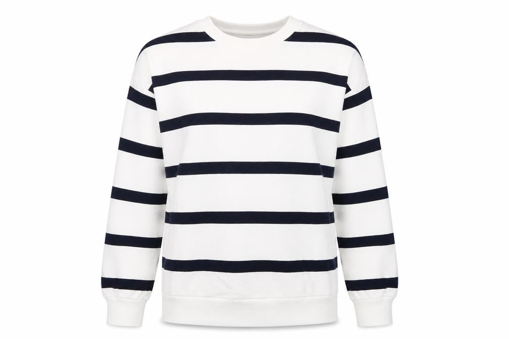 Marks & Spencer Womens White Striped Cotton Pullover Sweatshirt Size M Pullover