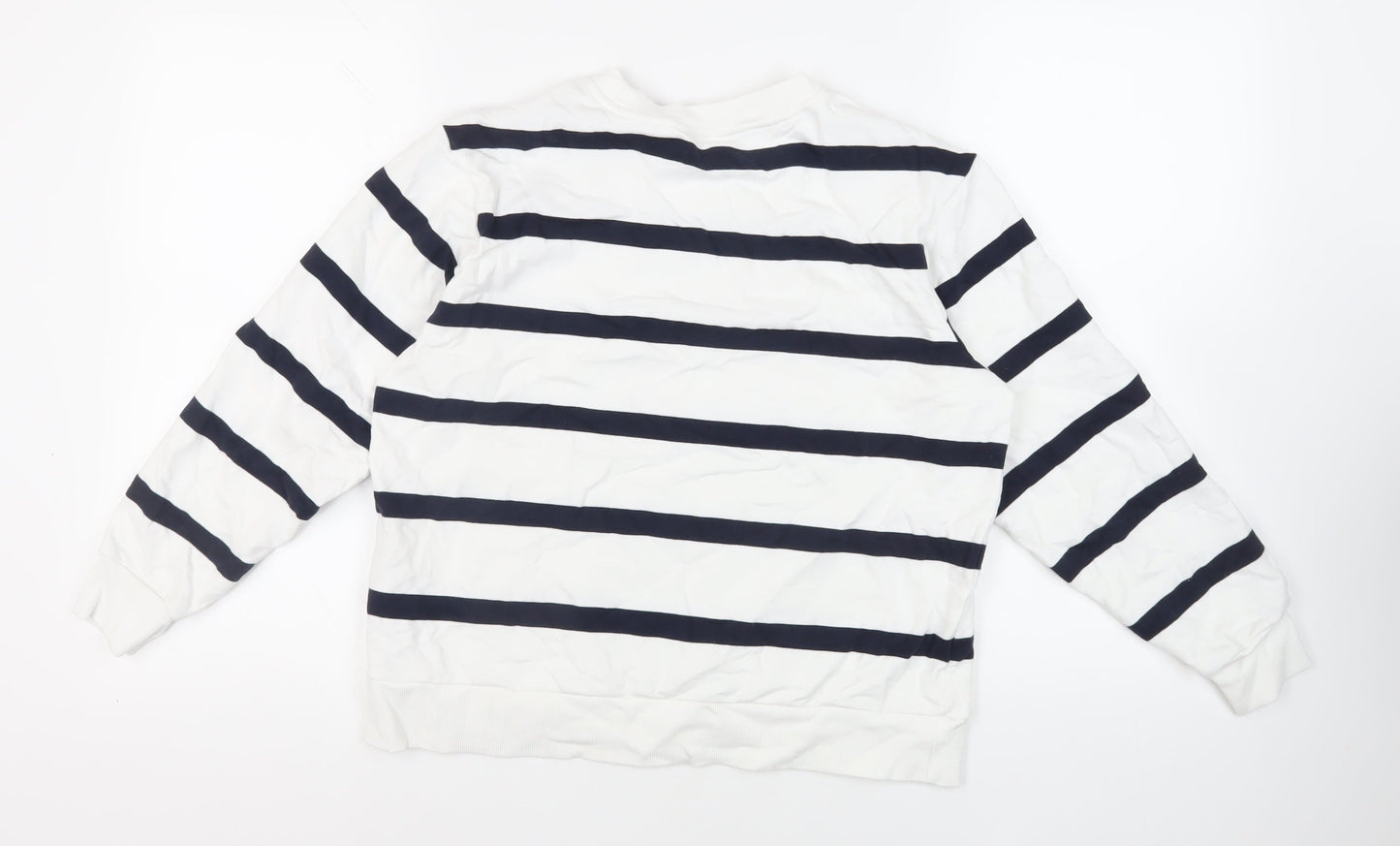 Marks and Spencer Womens White Striped Cotton Pullover Sweatshirt Size M Pullover