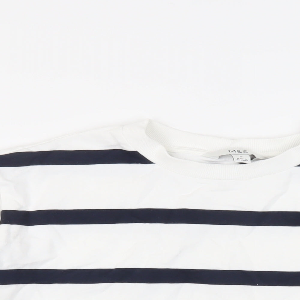 Marks and Spencer Womens White Striped Cotton Pullover Sweatshirt Size M Pullover